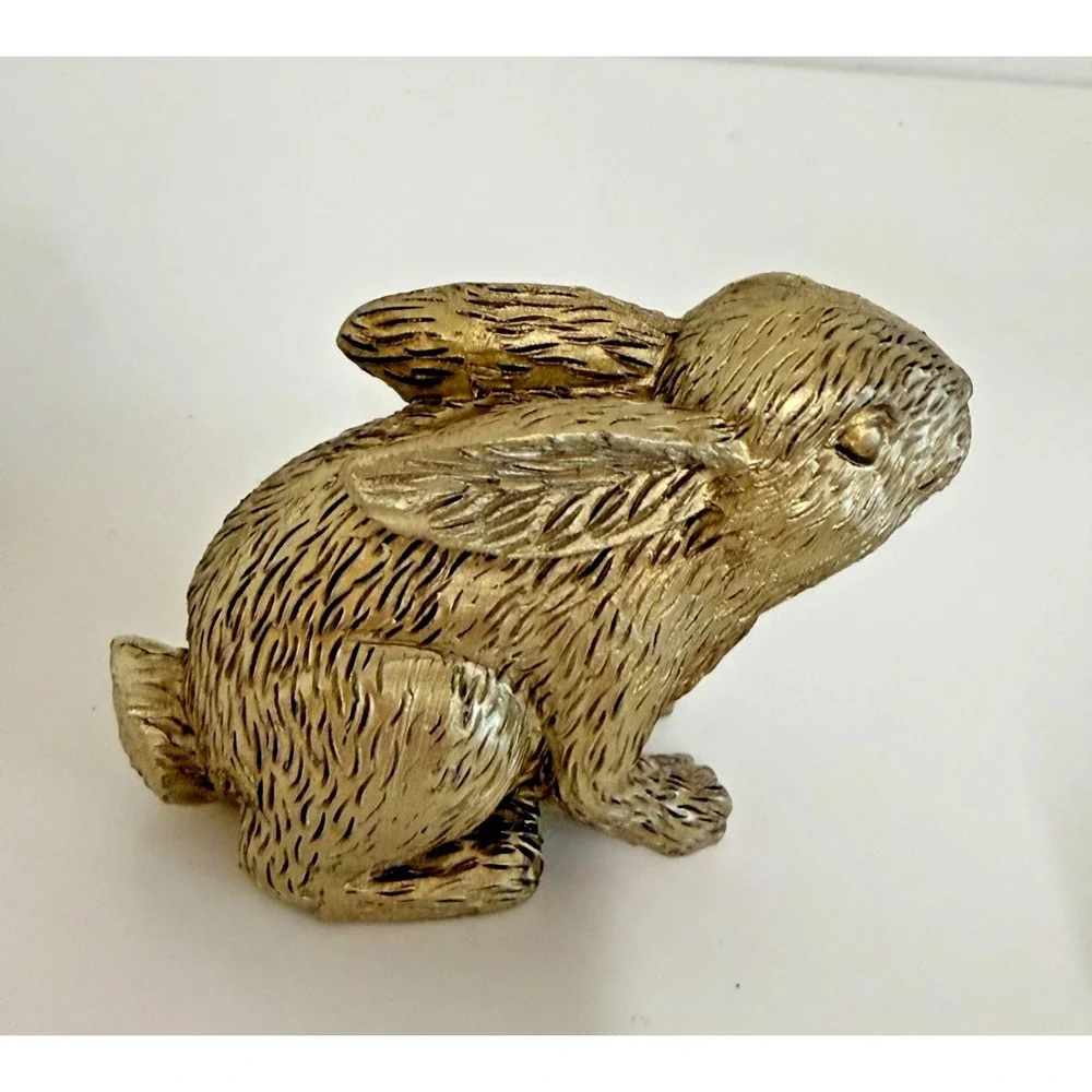 Gold Bunny Rabbit Figurines Set of 8 Mini Decorative Easter Farmhouse
